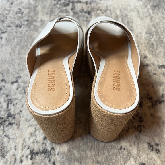 Schutz White Leather Judy Espadrille Platform Sandals - Picture 4 of 7